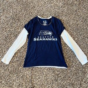 Seattle Seahawks double layer long sleeve tee. Has burnout sleeves.  Worn once.